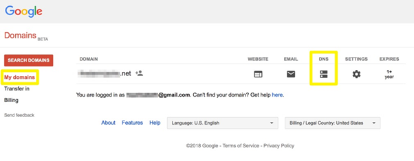 Google.Select the Domain Wanted for Transfer