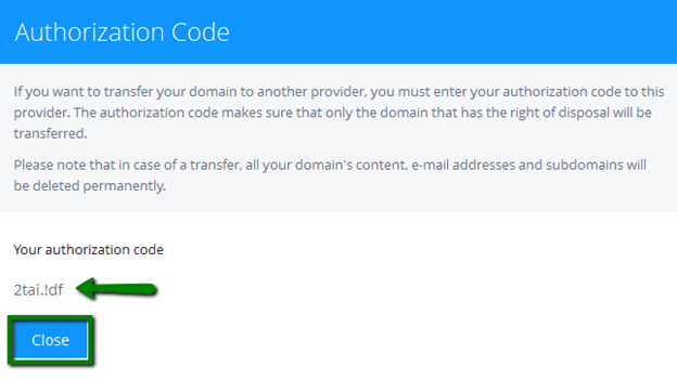 1&1.Get the Authorization/EPP Code on 1&1 for Your Domain Transfer