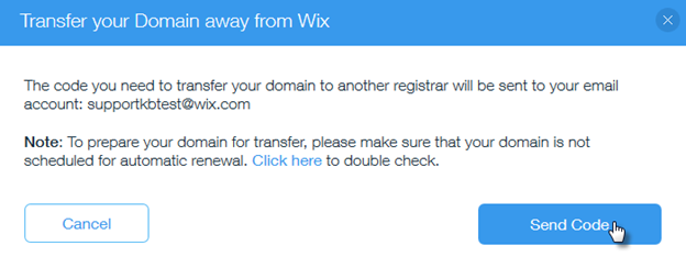 Wix.Get the Transfer Code from Wix